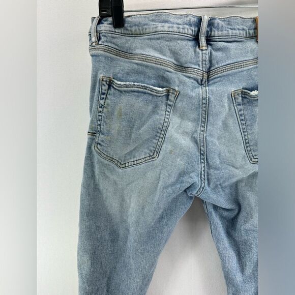 Purple Ripped Distressed Paint Spatter Skinny Jeans- Size 33" x 32" - Picture 5 of 16